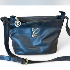 Paloma Picasso Black Leather Crossbody Bag with Gold Accents